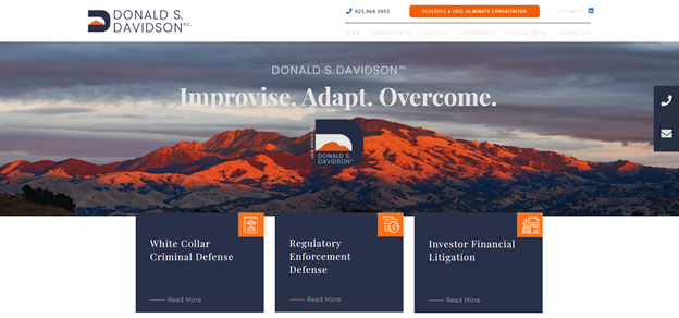 Picture of the website for the Law Offices of Donald S. Davidson