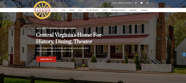 Hanover Tavern homepage on website